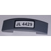LEGO Dark Stone Gray Slope 1 x 4 Curved Double with &quot;JL 4429&quot; Sticker (93273)