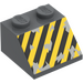 LEGO Donker Steengrijs Helling 2 x 2 (45°) met Zwart en Geel Danger Strepen en Damage Decoratie (3039)