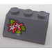 LEGO Dark Stone Gray Slope 2 x 3 (45°) with Two Pink and White Flowers on Leave Sticker (3038)