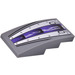 LEGO Dark Stone Gray Slope 2 x 4 Curved with Purple and Silver Stripes &amp; Rivets Sticker (93606)