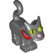 LEGO Dark Stone Gray Standing Cat with Curly Tail and Green Eyes (20154)