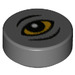 LEGO Dark Stone Gray Tile 1 x 1 Round with Yellow Eye (40521 / 98138)