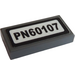 LEGO Dark Stone Gray Tile 1 x 2 with &#039;PN60107&#039; Sticker with Groove (3069)