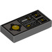 LEGO Donker Steengrijs Tegel 1 x 2 met Geel Buttons en Knob Controls met groef (3069 / 49038)