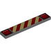 LEGO Dark Stone Gray Tile 1 x 6 with Rear Lights and Diagonal Red &amp; Yellow Stripes (6636 / 73901)