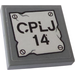 LEGO Dark Stone Gray Tile 2 x 2 Inverted with &#039;CPLJ 14&#039; Sticker (11203)