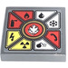 LEGO Dark Stone Gray Tile 2 x 2 Inverted with Fire Mech Weapon Selector Sticker (11203)