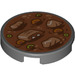 LEGO Dark Stone Gray Tile 2 x 2 Round with Chinese New Year&#039;s Soup with Bottom Stud Holder (14769 / 49925)