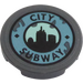 LEGO Gris pierre foncé Tuile 2 x 2 Rond avec &#039;CITY SUBWAY&#039; Autocollant avec porte-goujon inférieur (14769)