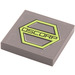 LEGO Dark Stone Gray Tile 2 x 2 with &#039;Oscorp&#039; Logo Sticker with Groove (3068)