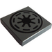 LEGO Dark Stone Gray Tile 2 x 2 with Star Wars Republic Logo Sticker with Groove (3068)