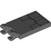 LEGO Dark Stone Gray Tile 2 x 3 with Horizontal Clips with Black Metal Plates (Thick Open &#039;O&#039; Clips) (30350 / 69130)