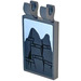 LEGO Dark Stone Gray Tile 2 x 3 with Horizontal Clips with Shingle Roof with Snow Sticker (Thick Open &#039;O&#039; Clips) (30350)