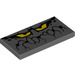 LEGO Dark Stone Gray Tile 2 x 4 with Grumpy Rock Face with Yellow Eyes (30729 / 87079)