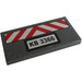 LEGO Dark Stone Gray Tile 2 x 4 with &#039;KB 3366&#039;, Red and White Danger Stripes Sticker (87079)