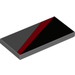 LEGO Gris pierre foncé Tuile 2 x 4 avec rouge et Noir Rayures La gauche (27404 / 87079)