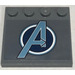 LEGO Dark Stone Gray Tile 4 x 4 with Studs on Edge with Avengers logo Sticker (6179)