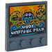 LEGO Dark Stone Gray Tile 4 x 4 with Studs on Edge with Mega Monster Park (Ninjago Language) Sticker (6179)