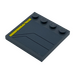 LEGO Dark Stone Gray Tile 4 x 4 with Studs on Edge with Worn Yellow Stripe and Black Lines (Model Left) Sticker (6179)