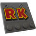 LEGO Gris pierre foncé Tuile 4 x 4 avec Goujons sur Bord avec Yellow-rouge &#039;RK&#039; Autocollant (6179)