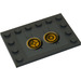 LEGO Dark Stone Gray Tile 4 x 6 with Studs on 3 Edges with Yellow Circles (Bionicle Code), Type 1 Sticker (6180)