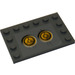 LEGO Dark Stone Gray Tile 4 x 6 with Studs on 3 Edges with Yellow Circles (Bionicle Code), Type 2 Sticker (6180)