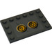 LEGO Dark Stone Gray Tile 4 x 6 with Studs on 3 Edges with Yellow Circles (Bionicle Code), Type 4 Sticker (6180)