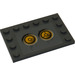 LEGO Dark Stone Gray Tile 4 x 6 with Studs on 3 Edges with Yellow Circles (Bionicle Code), Type 5 Sticker (6180)