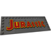 LEGO Dark Stone Gray Tile 6 x 16 with Studs on 3 Edges with Yellow-Red &#039;JURASSIC&#039; Sticker (6205)