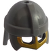 LEGO Dunkles Steingrau Viking Helm mit Visier mit Gold Unterseite (67037)