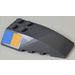 LEGO Dark Stone Gray Wedge 6 x 4 Triple Curved with blue and bright light orange rectangle (right) Sticker (43712)