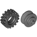 LEGO Dark Stone Gray Wheel Centre with Stub Axles with Small Tire with Offset Tread (without Band Around Center of Tread)