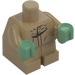 LEGO Mørk beige Baby Kropp med Sand Grønn Hender med Pels Halsbånd (74642)