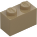 LEGO Mørk beige Kloss 1 x 2 med bunnrør (3004 / 93792)