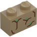 LEGO Dark Tan Brick 1 x 2 with Brown and Green Lines with Bottom Tube (3004 / 106175)