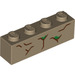 LEGO Dark Tan Brick 1 x 4 with Green and brown Lines (3010 / 42661)