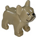 LEGO Dunkel Beige Hund - French Bulldog mit Weiß Haar Patch (32892 / 79490)