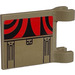 LEGO Dark Tan Flag 2 x 2 with Black Stripes on Red (both sides) Sticker without Flared Edge (2335)