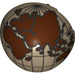 LEGO Dark Tan Hemisphere 2 x 2 Half (Minifig Helmet) with Eastern Hemisphere Globe (12214 / 47502)