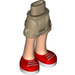 LEGO Dark Tan Hip with Rolled Up Shorts with Red Shoes with Thick Hinge (11403)