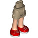 LEGO Donker zandbruin Heup met Rolled Omhoog Korte broeken met Rood Shoes met dik scharnier (11403 / 35556)