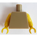LEGO Donker Zandbruin Vlak Minifig Torso met Geel Armen en Handen (76382 / 88585)