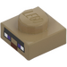 LEGO Dunkel Beige Platte 1 x 1 mit Verpixelt Witch Gesicht (3024)