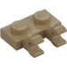 LEGO Dark Tan Plate 1 x 2 with Horizontal Clips (Open &#039;O&#039; Clips) (49563 / 60470)