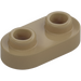 LEGO Mørk beige Plate 1 x 2 med Avrundede ender og Open Knotter (35480)