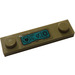 LEGO Dark Tan Plate 1 x 4 with Two Studs with Control Panel Sticker without Groove (92593)