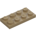 LEGO Mørk beige Plate 2 x 4 (3020)