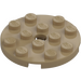 LEGO Tumma beige Levy 4 x 4 Pyöreä jossa Reikä ja Snapstud (60474)