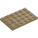 LEGO Beige scuro Piastra 4 x 6 (3032)