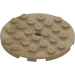 LEGO Dark Tan Plate 6 x 6 Round with Pin Hole (11213)